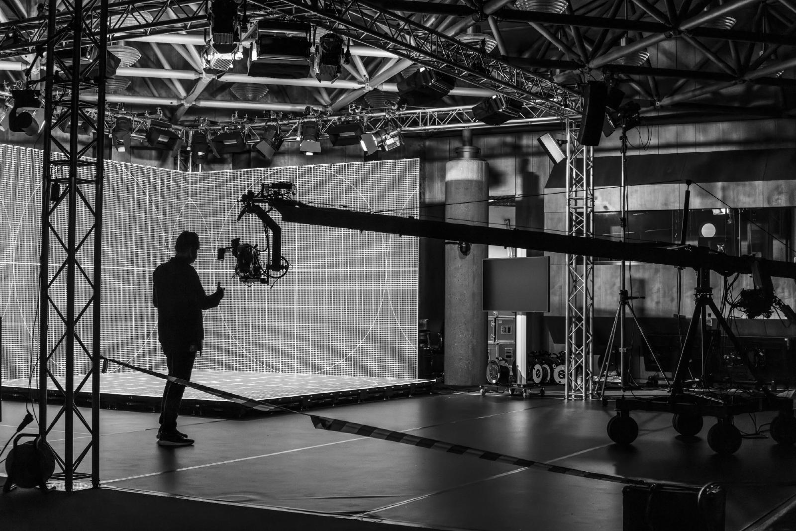 Crew setup ahead of a live show.